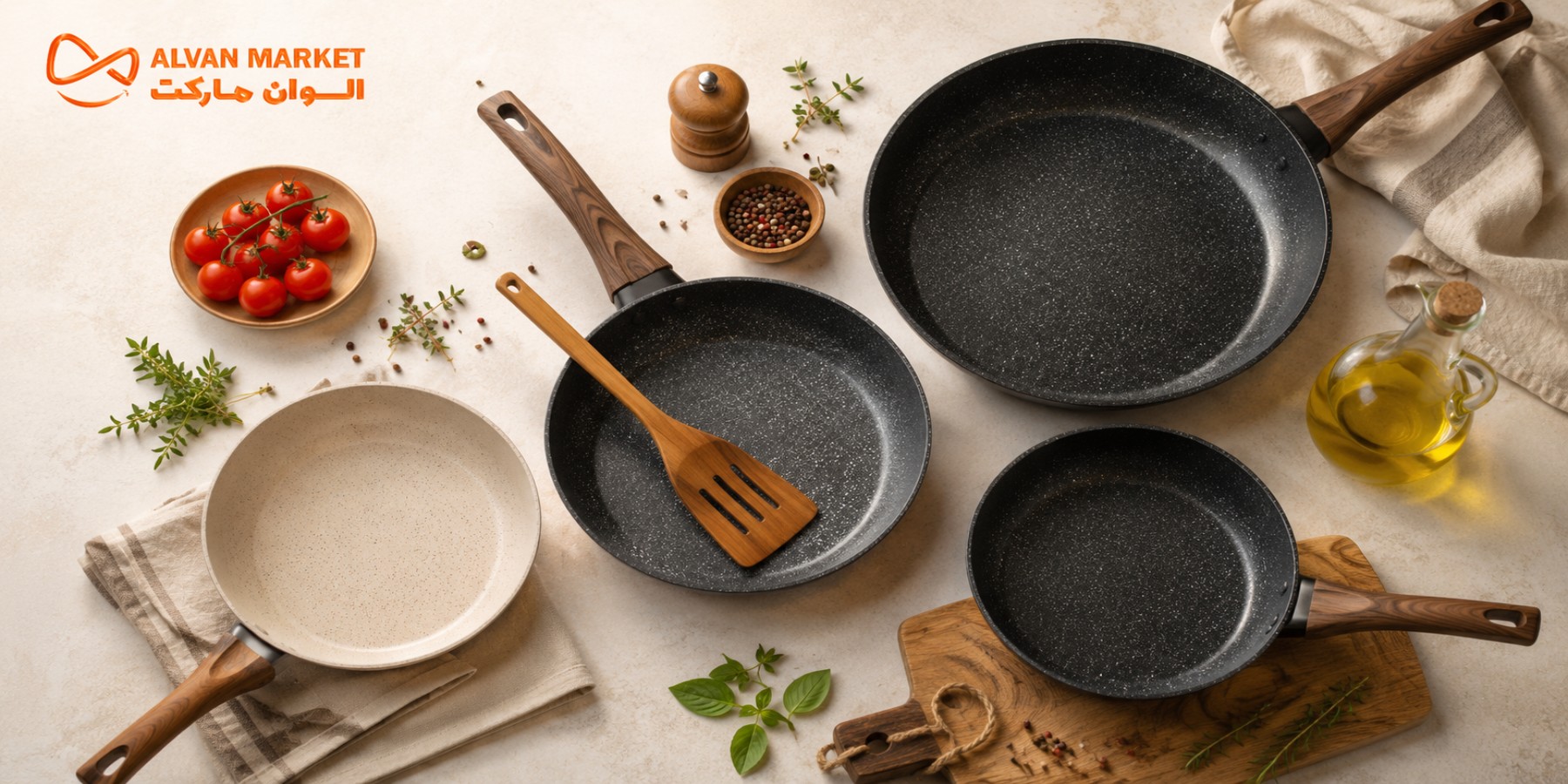 خرید ماهیتابه نچسب گرانیتی رژیمی و گریل از الوان مارکت